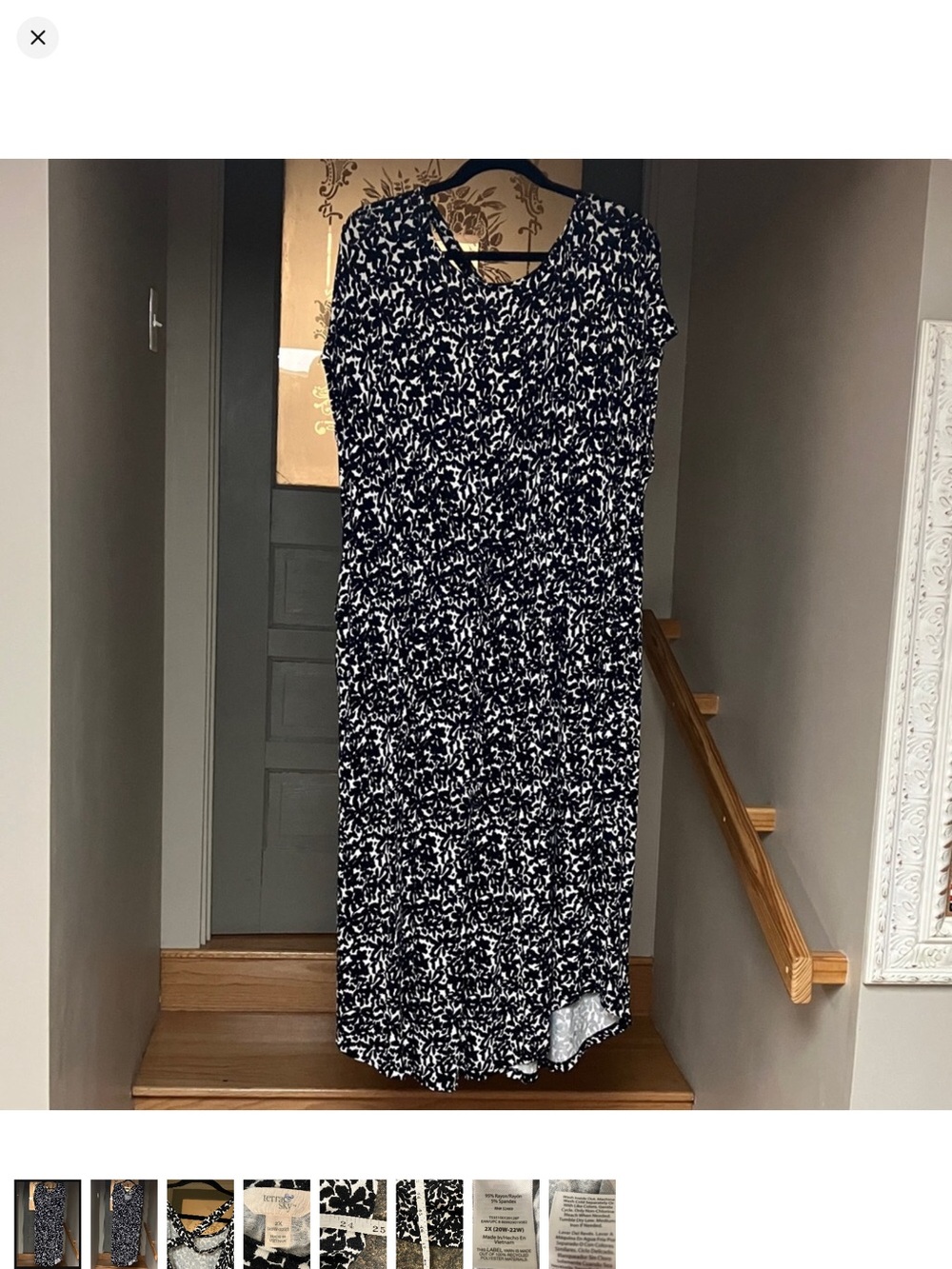 Terra & Sky criss cross back dress black and white 2x 20w 22w